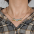 wholesale Metal material, cross-border best-selling hip-hop double-layer color-plated love name necklace with dropshipping-0-1