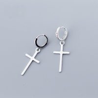 wholesale S925 Sterling Silver Cross Ear Studs Unisex Simple Short Earrings Elegant Personality Drop Earrings E7898-S925 silver pair 925 silver