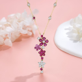 wholesale Metal material first: Cross-Border Hit Midnight Dream High-End Jewelry Plum Blossom Necklace for Women, Floral Colored Diamond Gemstone, High-End Craftsmanship Choker Necklace-0-3