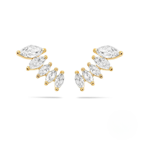 wholesale S925 Sterling Silver Marquise Zircon Floral Petal Stud Earrings,-Gold 925 silver