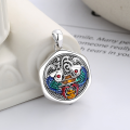 wholesale S990 Silver Retro Ethnic Style Resin Enamel Koi Fish Connected Ingot Fortune Character DIY Pendant Accessories-0-0