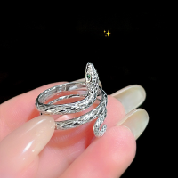wholesale S925 Sterling Silver Aloof Style Spirit Snake Ring for Women, Small Niche Design, Ins Light Luxury Index Finger Ring with a Personalized and High-End Feel-ins snake ring/approx. 3.73g JZ016440