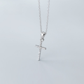 wholesale S925 Silver Necklace for Women, Japanese and Korean Style Minimalist Freshness Full Diamond Cross Pendant Sweet Collarbone Chain D5735-0-4