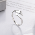 wholesale S925 Sterling Silver Cute Dolphin Ring for Women, Korean-style Fashion Wrap Adjustable Index Finger Ring, High-end-0-1