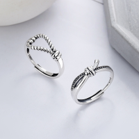 wholesale S925 Sterling Silver Korean Minimalist Geometric Irregular Line Open Ring for Men and Women-YJ795/B approx. 2.9g &gt; opening adjustable