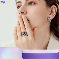 wholesale S925 Silver Custom Necklaces, Earrings, Rings, Ins Style Cross-Border Europe and America Pure Silver Jewelry-Blue Diamond-Necklace 925 Silver