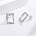 wholesale 18K Gold Plated S925 Sterling Silver Cross-Border New Moissanite Stud Earrings, Simple and Versatile Rectangle Earrings-0-1