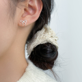 wholesale S925 Sterling Silver Fresh and Sweet Ins Style Small and Unique Design Sense Personality Ribbon Bow Earrings M06174-0-1