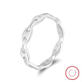 wholesale 925 Sterling Silver Three-Layer Interwoven Line Index Finger Ring for Women, Small and Unique Design, Minimalist Plain Band Pinky Ring-0-13