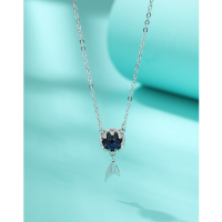 wholesale 925 Sterling Silver Mermaid Tail Necklace for Women, Light Luxury Small Unique Design Touching Mermaid Collarbone Chain Elegant Necklace 520 Gift for Girlfriend-Platinum necklace 925 silver