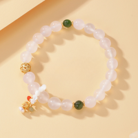 wholesale S925 Sterling Silver Morning Glory Agate Jasper Bracelet for Women, Ins Style Bracelet, Fashionable New Chinese Style Literary Play Hand Accessories-Morning Glory White Agate Jasper Bracelet / Approximately 17.51g&gt;SL010716
