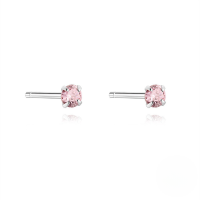 wholesale S925 Sterling Silver Small Elegant Colorful Zircon Stud Earrings For Daily Wear And Ear Care-White Gold-Light Pink Diamond 925 Silver