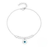 wholesale S925 Silver Demon's Eye Enamel Cuban Chain Bracelet, Trendy And Elegant, Popular In Europe And America-Platinum 925 silver