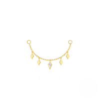 wholesale S925 Sterling Silver Long Chain Tassel Earrings With Crystal Accents-Single gold #5&gt;925 silver