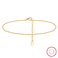 wholesale S925 Sterling Silver Round Beaded Anklet for Women Wholesale-Electroplated 14K gold 21.5+5cm 1.19g>925 silver