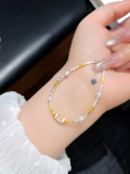 wholesale Gold-plated S925 Sterling Silver Small Fragmented Beads Bracelet, Minimalist Design, Elegant Bangle, Valentine's Day Gift for 520-0-8