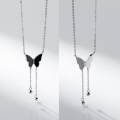 wholesale S925 Sterling Silver Exquisite Black Butterfly Light Bead Tassel Pendant Necklace Women's High-End Sense Collarbone Chain Y00751-0-4