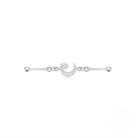 wholesale S925 Sterling Silver Industrial Piercing Chain Barbell Threaded Ear Cartilage Stud-Single platinum #1
