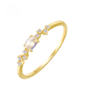 wholesale 9K Gold European Vintage Blue Moonstone Zircon Ring, Light Luxury Minimalist Slim Stackable Ring, Yili Jewelry-0-0