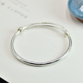 wholesale Fine Silver 9999 Solid Ginkgo Leaf Bracelet, Pure Silver Antique Style Handmade Artistic Student Thin Bangle Girlfriend Gift-0-6
