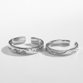 wholesale 925 Sterling Silver Couple Rings Korean Style Minimalist Design Unisex Matching Bands Adjustable Open Ring Wholesale-0-3