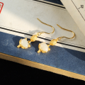 wholesale Metal material: 925 silver gold plated Natural jade earrings, ancient style Hanfu cheongsam ear accessories, fox fairy Hetian jade earrings-0-1