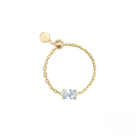 wholesale S925 Sterling Silver Adjustable Open Ring With Simulated Zirconia, Ins Chain Design For Women-Golden egg shape Adjustable opening