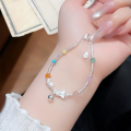 wholesale 999 Sterling Silver Daisy Butterfly Bracelet for Women, Broken Silver Light Luxury Accessory, Best Friend Natural Colored Stone Bracelet-0-0