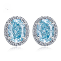 wholesale 925 Sterling Silver New 6*8mm Aquamarine Zircon Stud Earrings for Cross-Border Hot Sales and Distribution by Mujing Jewelry-0-0