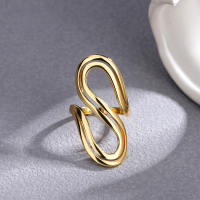 wholesale Metal S-shaped letter exaggerated minimalist ins creative design line stackable knuckle ring-xb893-Double S personality open ring