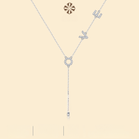 wholesale 925 Sterling Silver Plated Moissanite Love Entwines Pendant Simple Collarbone Chain Jewelry Ready to Ship Necklace-Necklace 925 Silver