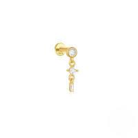 wholesale S925 Sterling Silver Marquise Heart Flat Back Threaded Ear Cartilage Stud With Sparkling Green Crystals-Single gold #1