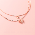 wholesale 925 Sterling Silver Double Layer Butterfly Elegant Inlaid Diamond Necklace Ins Stackable Collarbone Chain D8299-0-3