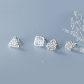 wholesale S925 Sterling Silver Stud Earrings Hollow Wire-Wrapped Geometric Square Circle Heart Star Sweet Skein Earrings G9419-0-2