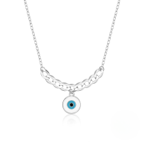 wholesale S925 Silver Minimalist Cuban Chain Evil Eye Drop Oil Women's Trendy Ins Necklace-Platinum 925 silver