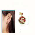 wholesale 925 Sterling Silver Original Red Agate Ancient Style Earrings, Chinese-style Earrings with a Sense of Sophistication, Horse-Face Skirt Cheongsam Earrings for Women Wholesale-0-3