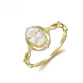 wholesale 9K Gold French Light Luxury Retro Niche-style Moonstone Hollow-out Ring-0-4