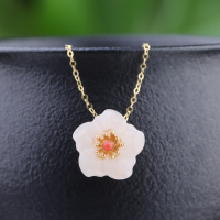 wholesale 925 Sterling Silver Plum Blossom and Hetian Jade Pendant, Vintage Hanfu Cheongsam Accessory, New Chinese Style Floral Jade Pendant-13mm White Jade Plum Blossom Pendant (without chain) >925 Silver