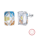 wholesale S925 Sterling Silver Multi-Color Zircon Floral Hoop Earrings, Luxury Cute Earrings Direct from Manufacturer-0-46