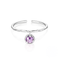 wholesale S925 Sterling Silver Geometric Zirconia Open Adjustable Ring, Korean Style Minimalist Luxury-White gold #7&gt; opening adjustable