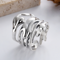 wholesale S925 Sterling Silver Ins Cold Street Style Hip-Hop Punk Geometric Wide Open Ring-0-1