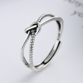 wholesale S925 Sterling Silver Korean Dongdaemun Retro Style Knot/Multi-Layer Cross Wrap Adjustable Ring for Women-0-1