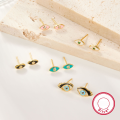 wholesale S925 silver cross-border exclusive colorful oil-drop eye stud earrings, minimalist and petite, elegant and versatile cute earrings-0-1