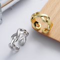 wholesale S925 Sterling Silver Irregular Twisted Figure 8 Open Ring, Personalized Ins Niche Design Ring for Women-0-0