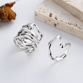 wholesale S925 Sterling Silver Ins Cold Street Style Hip-Hop Punk Geometric Wide Open Ring-0-0