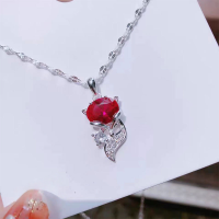 wholesale Metal material, Chao Xiaobai internet-famous small chic style elegant red corundum fox necklace for women, fashionable and versatile, high-end sense collarbone chain-xb1143- platinum red