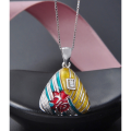 wholesale S925 Silver Ethnic Style Dragon Boat Festival Fu Character Colorful Zongzi Pendant Collarbone Necklace for Women, Drop Shipping-0-1