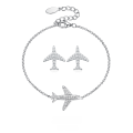 wholesale 925 Sterling Silver Earrings with Airplane Setting and Diamond Accents, Ins Minimalist High-End Bracelet Set, European and American Jewelry-0-0