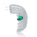 wholesale S925 Sterling Silver New 5*7 Pear-Shaped Simulated Emerald Ring with Luxury Cross-Border Setting-0-0