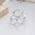 wholesale S925 Sterling Silver Korean Style Geometric Minimalist Open Ring with Hollow Circle Design-0-2